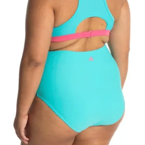 Adidas HIgh Waist Hipster Bikini Bottom Aqua 1X - Picture 2 of 12